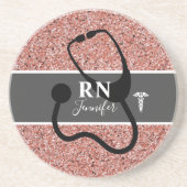 ナースRNバラ金ゴールドパーソナライズされたグリッター コースター (正面)