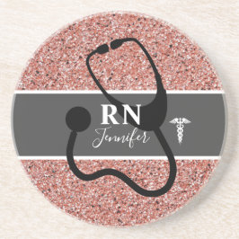 ナースRNバラ金ゴールドパーソナライズされたグリッター コースター