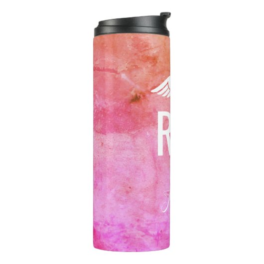 ナースRNピンクオレンジウォーターカラーメディカルモノグラム タンブラー (回転左)