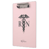 ナースRNメディカル赤面ピンクカデウパーソナライズされたス クリップボード (左)