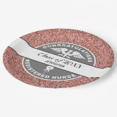 ナースRN卒業バラ金ゴールドパーソナライズされたグリッター ペーパープレート (アングル)