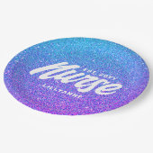 ナースRN卒業ブルーパープルグリッターモノグラム ペーパープレート (アングル)