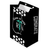 ナースRN卒業白黒 パーソナライズされた ミディアムペーパーバッグ (正面アングル)