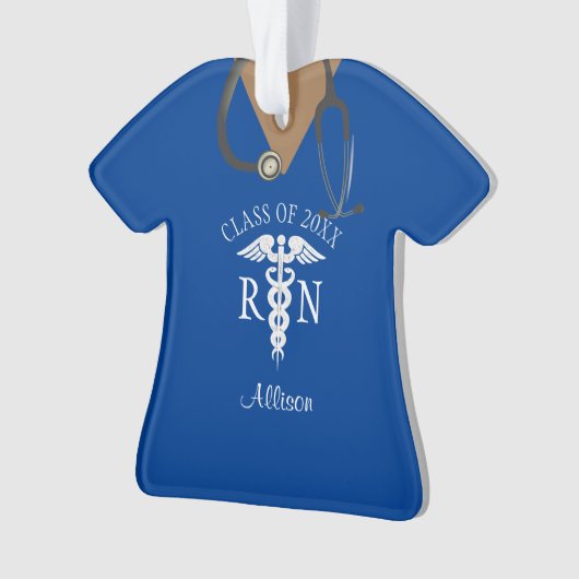 ナースRN大学院ブルースクラブトップパーソナライズされた オーナメント (正面)