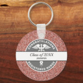 ナースRN大学院年ピンクグリッター パーソナライズされた キーホルダー (正面)