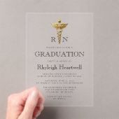 ナースRN金ゴールドカドゥセウス卒業パーティー アクリル招待状 (インサイチュ (ポータブル))