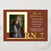 ナースRN Caduceus写真大学院修士課程修了 箔招待状 (正面)