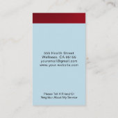 ナースRN、LVN、LPN、管理ビジネス・カード 名刺 (裏面)