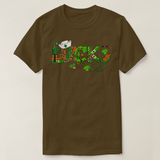 ナースSt patricks dayEKGシャムロックラッキーナース Tシャツ (デザイン正面)