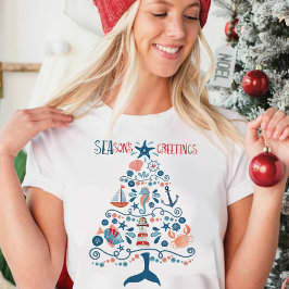 ナートゥカルツリー ビーチー 海岸のクリスマス Tシャツ