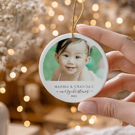 ナーナとグランダッドの孫の写真 クリスマス オーナメント