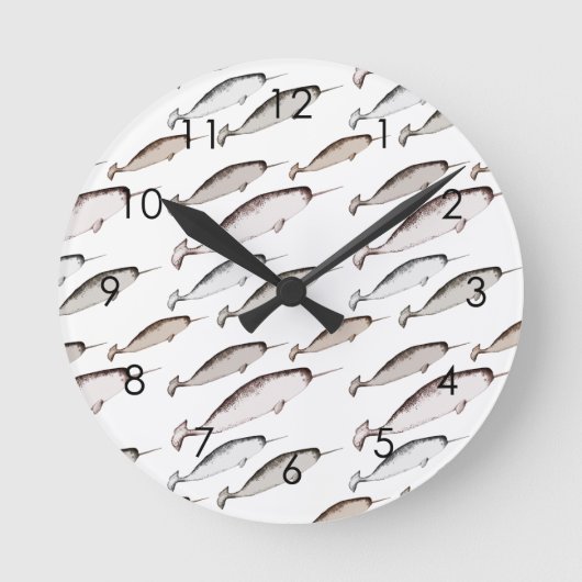 ナーファルズスイム – ナーホール柄鯨愛好家の贈り物   ラウンド壁時計 (正面)