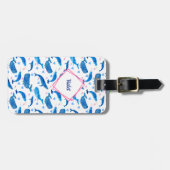ナーホールブルーホエール&ハートパタパーソナライズされたーン ラゲッジタグ (正面横)