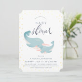 ナールウォーター色グレー赤ちゃんシャワー 招待状 (スタンド正面)