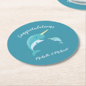 ナールベイビーシャワーイエローホー男女兼用テル ラウンドペーパーコースター (アングル)