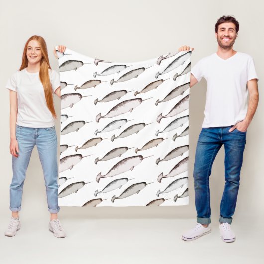 ナール泳ぐ – ナールホエールパターンの贈り物 フリースブランケット (インサイチュ)