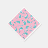 ナール赤ちゃんシャワーピンク女の子クジラ スタンダードカクテルナプキン (角)