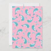 ナール赤ちゃんシャワーピンク女の子クジラ 招待状 (裏面)