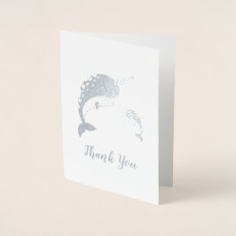 ナール赤ちゃんシャワーブルーボーイクジラ 箔カード