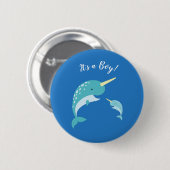ナール赤ちゃんシャワーブルーボーイクジラ 缶バッジ (正面&裏面)