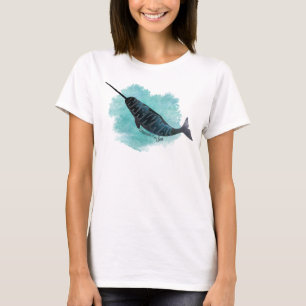 ナール、水彩海ハート Tシャツ