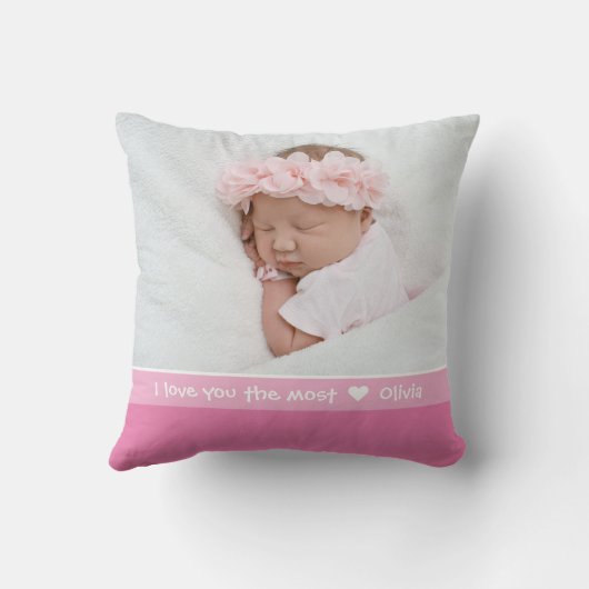 ナ最高のナがあなたを愛する2枚の写真ピンク クッション (裏面)