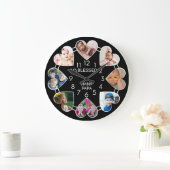 ナ賛美ナパパ8ハート写真テンプレートブラック ラージ壁時計 (ホーム)