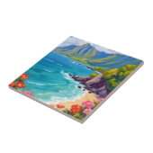 ナ・パリ・コースト カウアイ ハワイ 海岸線の絵画アート タイル (側面)