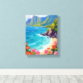 ナ・パリ・コースト カウアイ ハワイ 海岸線の絵画 キャンバスプリント (インサイチュ (ウッドフロア))