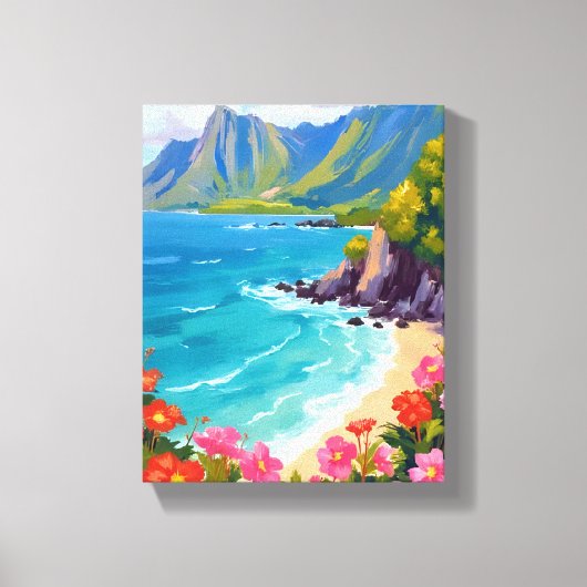 ナ・パリ・コースト カウアイ ハワイ 海岸線の絵画 キャンバスプリント (正面)