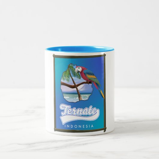 ニアス島インドネシアの旅行マップ ツートーンマグカップ (中央)