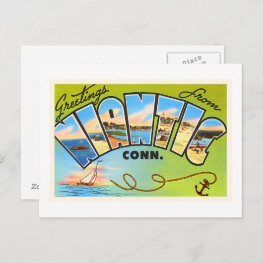 ニアナティックコネチカットCTオールドヴィンテージ旅行記念品 ポストカード (正面/裏面)