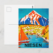 ニエゼン、スイスの湖のほとりの山頂 ポストカード (正面/裏面)