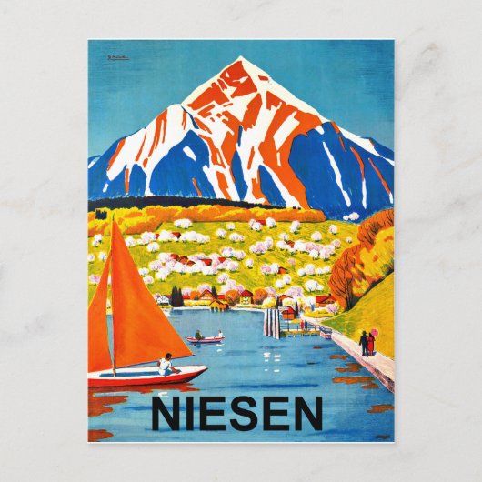ニエゼン、スイスの湖のほとりの山頂 ポストカード (正面)