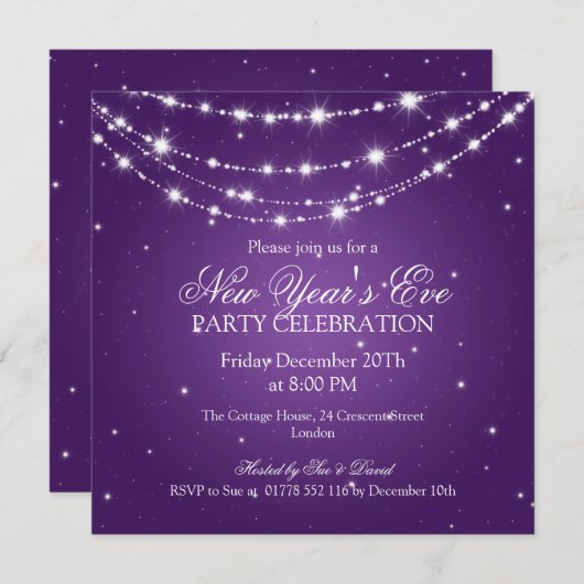 ニエレガントューイヴチェきらめくーンパープル 招待状 (正面/裏面)