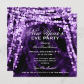 ニエレガントューイーブパーティー文字列のライト紫 招待状 (正面/裏面)