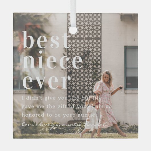 ニエ最高のス・エバー |引用文と写真ギフト ガラスオーナメント (正面)