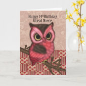 ニエ素晴らしス14誕生日フクロウかわいらしあり カード (黄色い花)