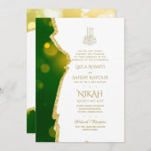 ニカの結婚式の招待 – アゲート金ゴールドイスラムWalimah 招待状 (正面/裏面)