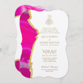 ニカの結婚式の招待 – アゲート金ゴールドイスラムWalimah 招待状 (正面/裏面)