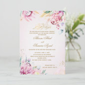 ニカまたはバリマセレモニー招待状ピンク金ゴールド 招待状 (スタンド正面)