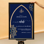 ニカパーソナライズされたウェルカムサイン – 金ゴールド&ダークブルー アクリルサイン