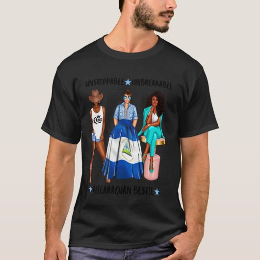 ニカラグアのベスティー 強く勇敢なラティーナ Tシャツ (正面)