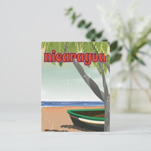 ニカラグアのヴィンテージ旅行ポスター。 ポストカード (スタンド正面)