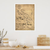 ニカラグアの地図1855年 ポスター (キッチン)