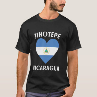 ニカラグアの旗 ハート ジノテペ市 Tシャツ