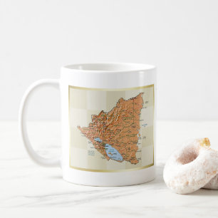 ニカラグアの旗 + 地図のマグ コーヒーマグカップ