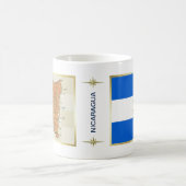 ニカラグアの旗 + 地図のマグ コーヒーマグカップ (中央)