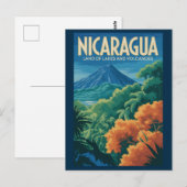 ニカラグアの火山イラスト 旅行アート ビンテージスタイル ポストカード (正面/裏面)