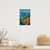 ニカラグアの火山イラスト 旅行アート ヴィンテージ ポスター (キッチン)